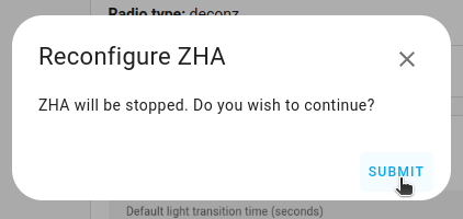 Reconfigure ZHA