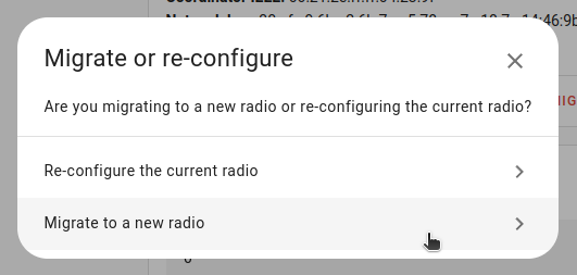 Migrate to a new radio