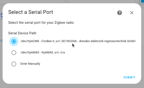 Choose the serial port