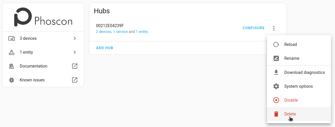 Remove the deCONZ integration