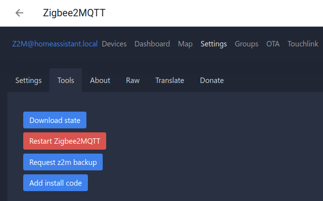Creating a Zigbee2MQTT backup