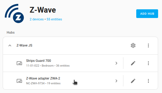 Open the Z-Wave integration page