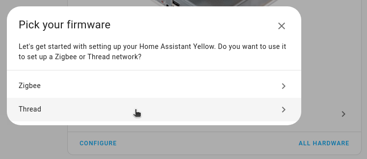 Dialog to pick the firmware